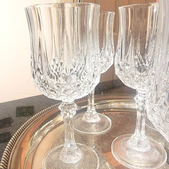 Cristal d'arques Fine Lead Crystal SIX (6) Longchamp 25cl Wine Glasses VTG Excel - Picture 3 of 14